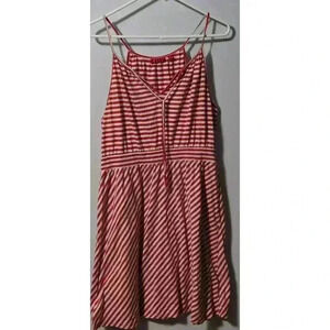 Women ELLE Dress‎ L Red White Striped